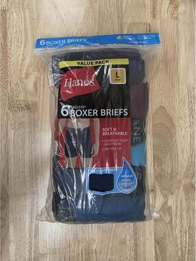 HANES MEN’S BOXER BRIEFS MULTI‑PACK DYED ASSORTED SIZE LARGE US